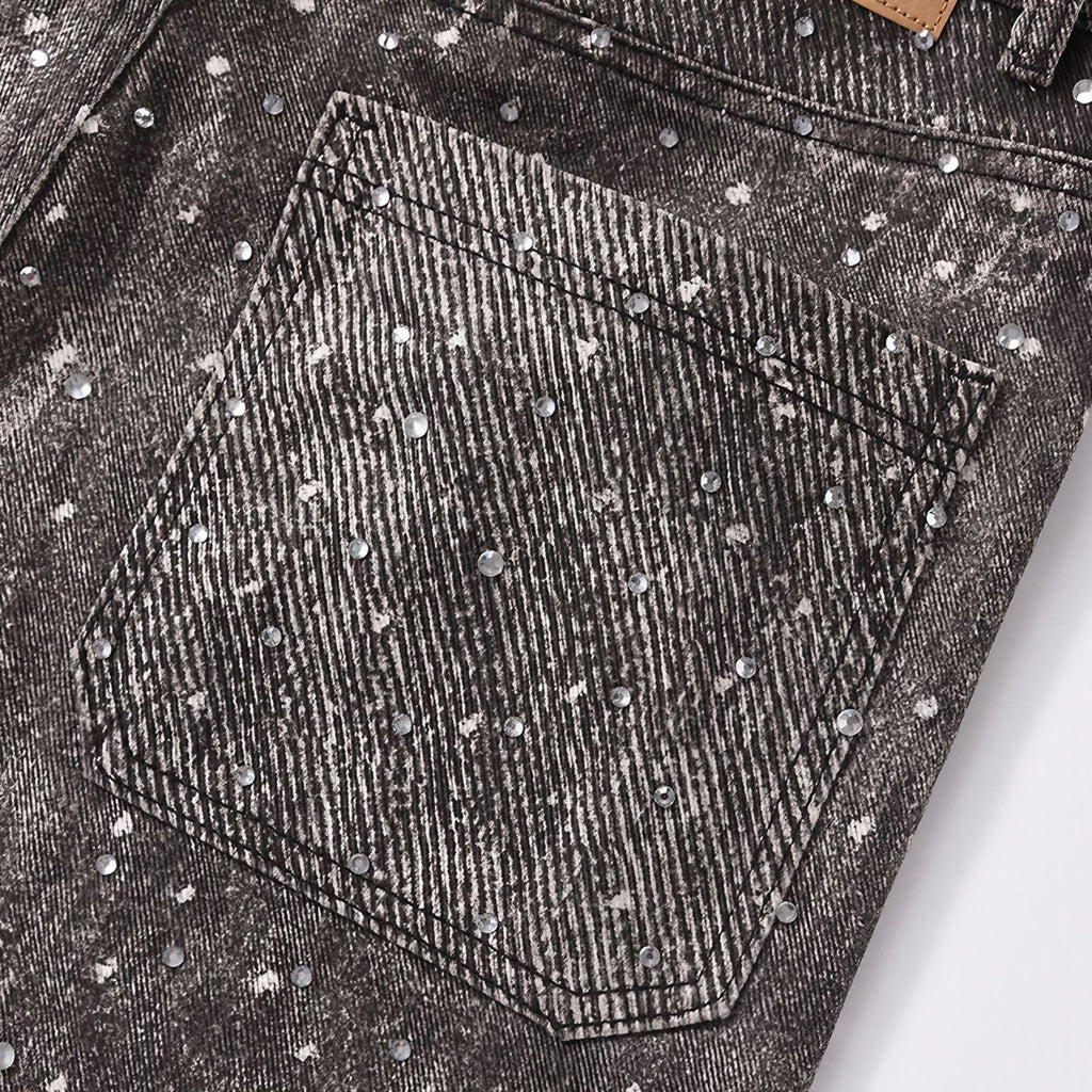 RHINESTONES DENIM PANTS