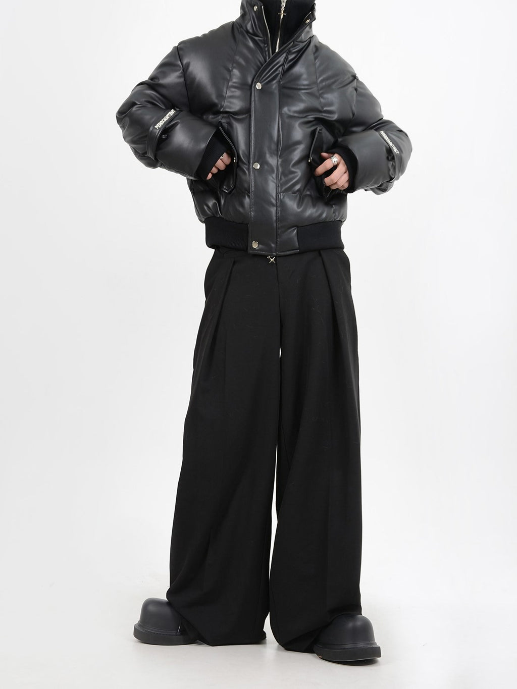 LEATHER DOUBLE PUFFER JACKET