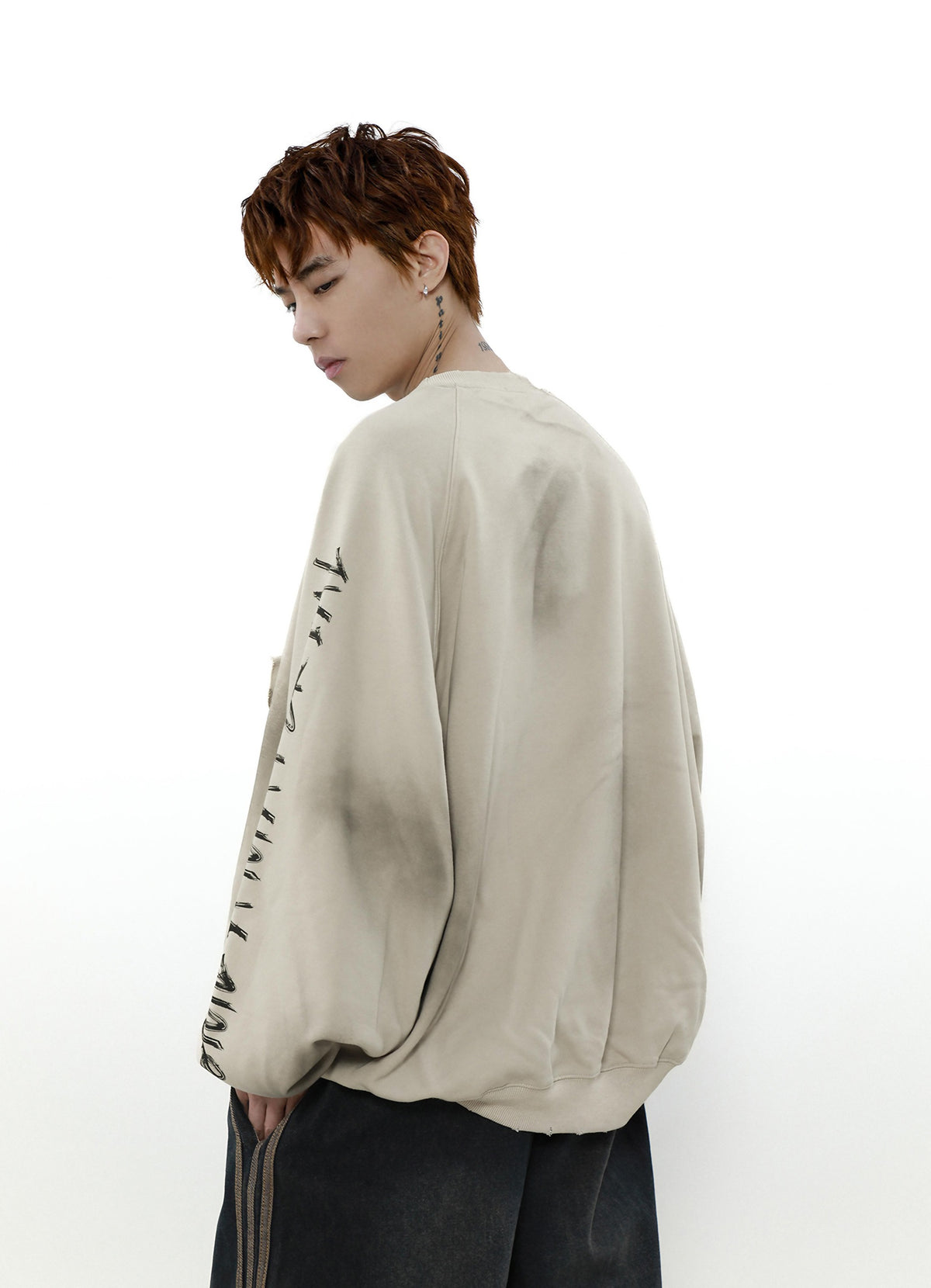 ACID WASHED INITIAL SWEATER