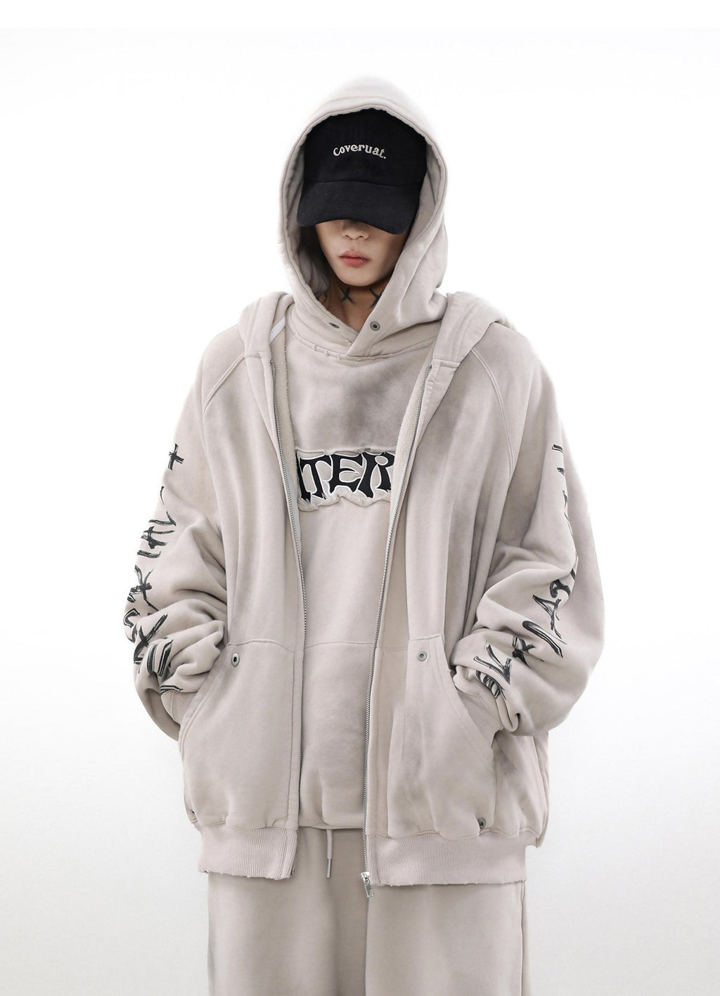 ACID WASHED ZIP HOODIE