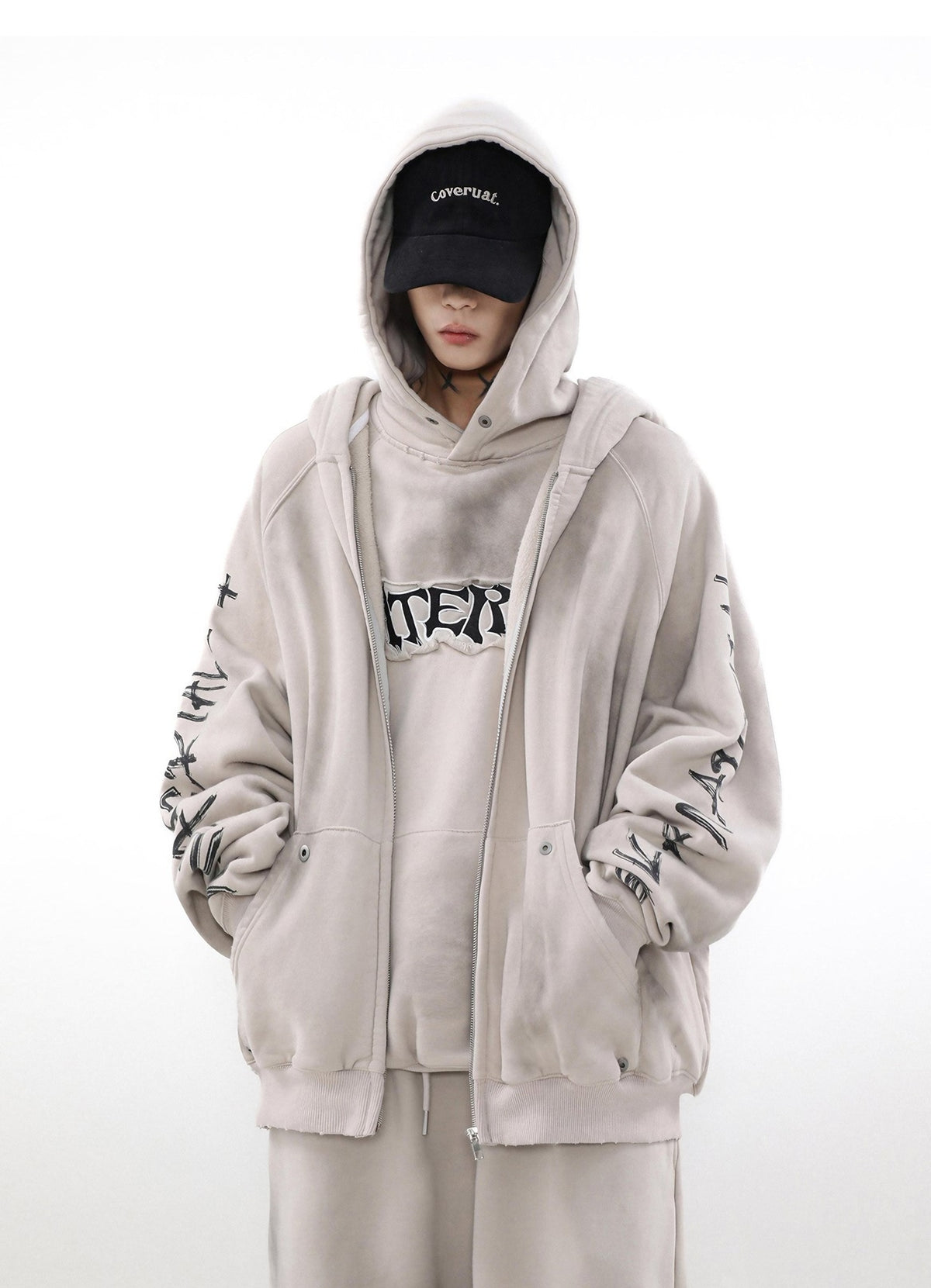 ACID WASHED ZIP HOODIE