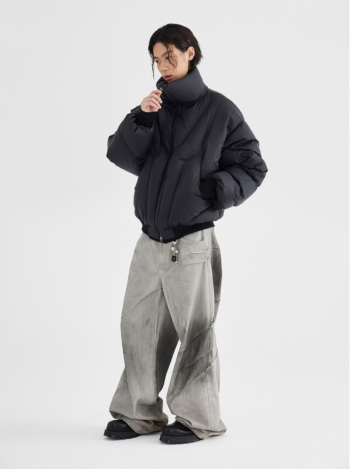 HIGH NECK CROPPED PUFFER JACKET