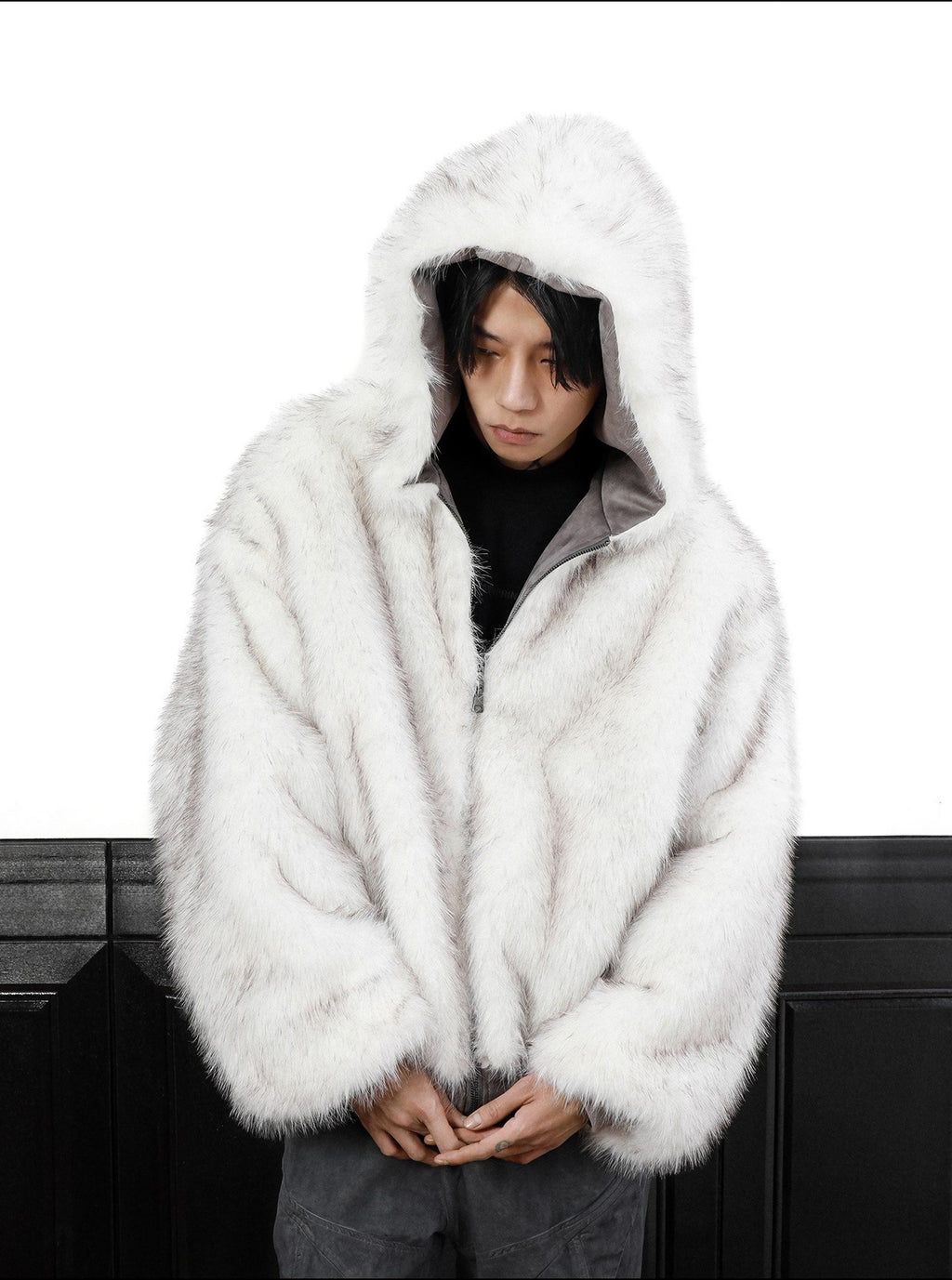 REVERSIBLE FURHOODED OUTER