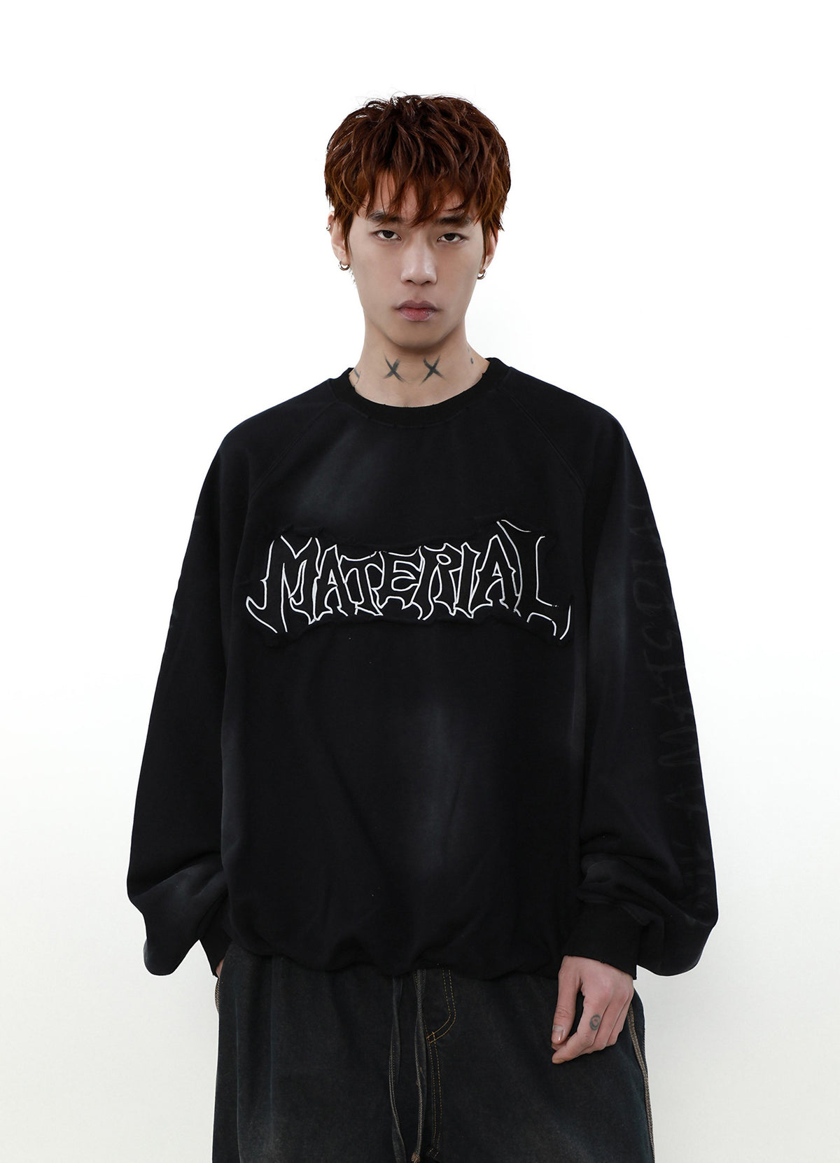 ACID WASHED INITIAL SWEATER