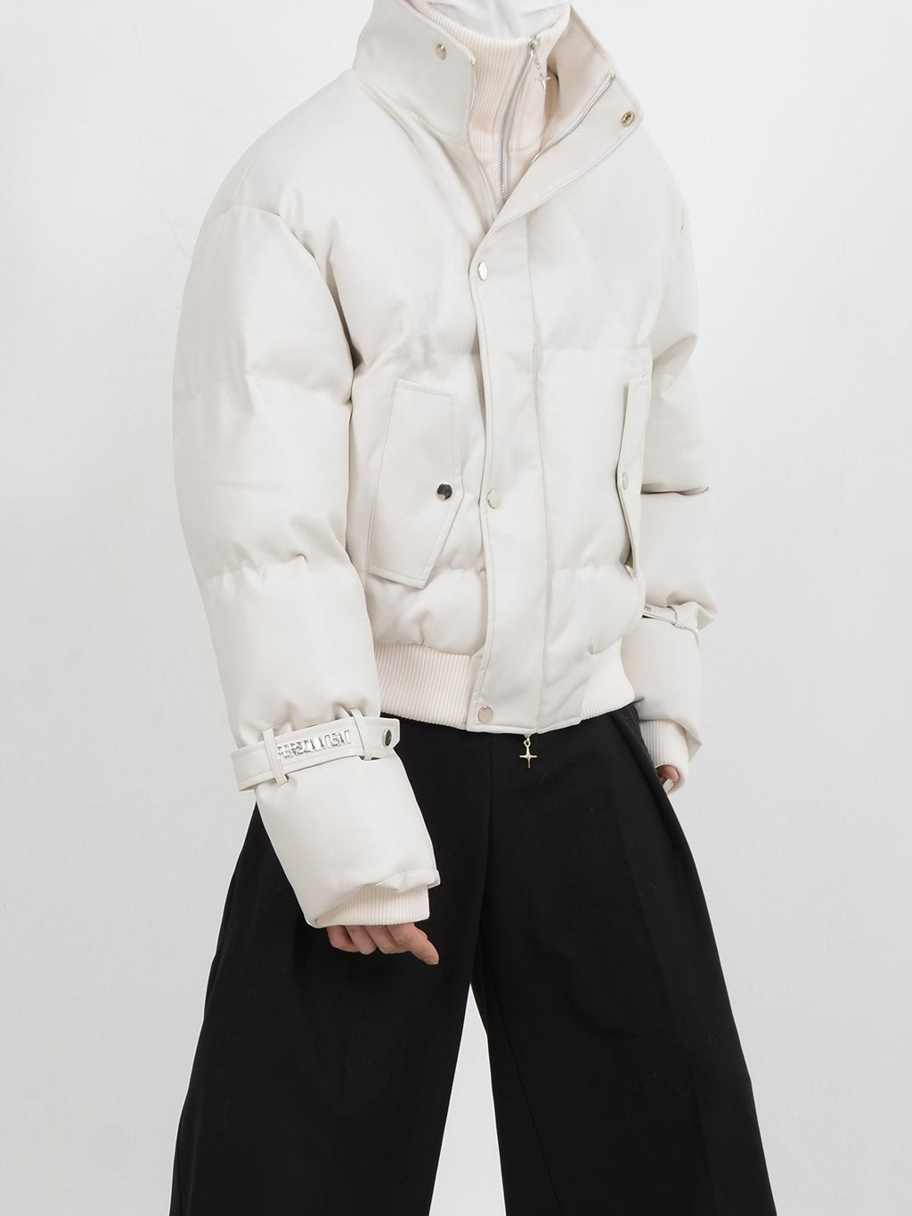 LEATHER DOUBLE PUFFER JACKET