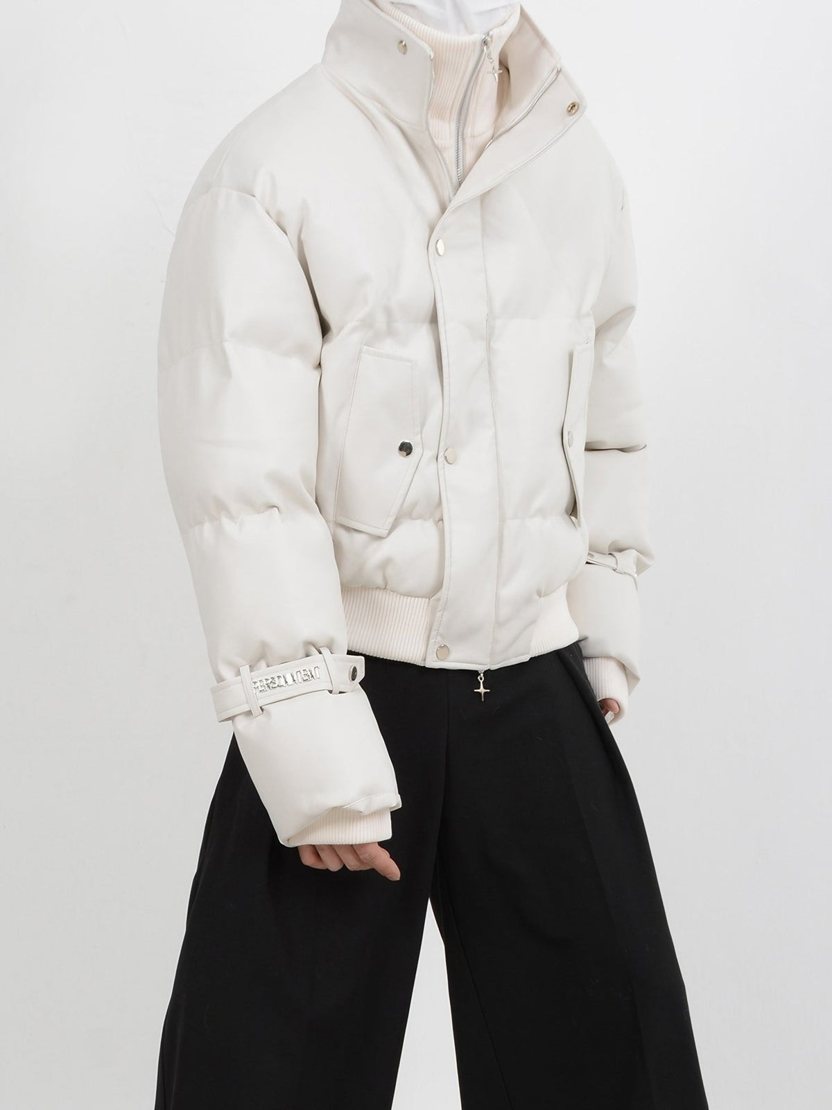 LEATHER DOUBLE PUFFER JACKET