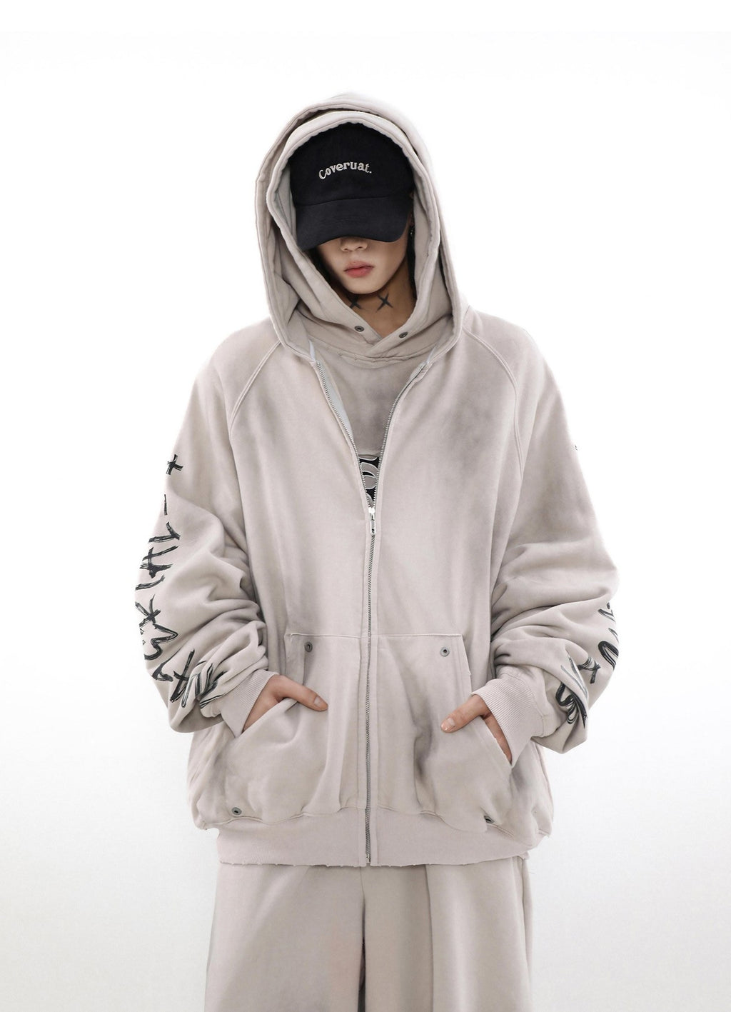ACID WASHED ZIP HOODIE