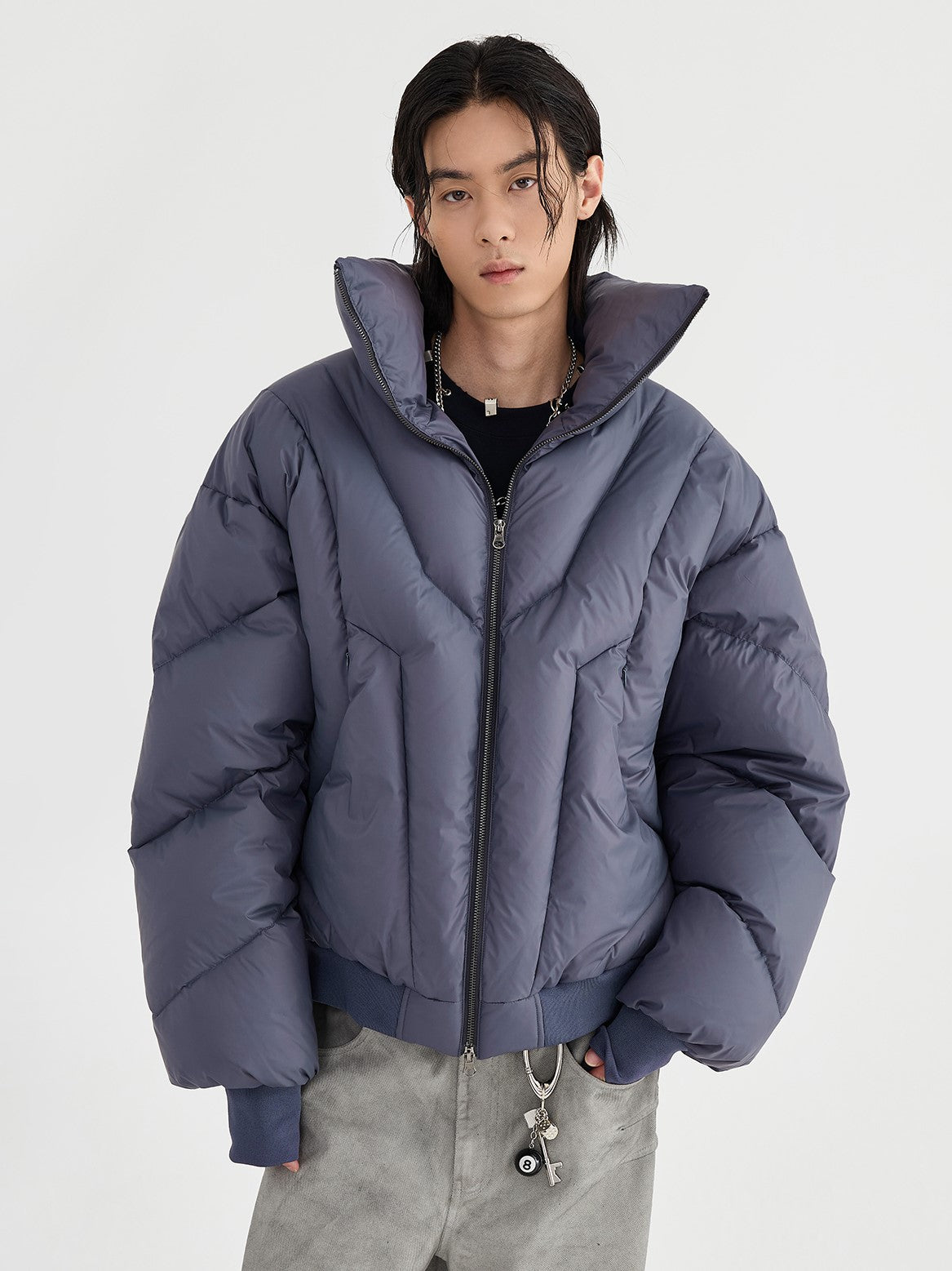 HIGH NECK CROPPED PUFFER JACKET