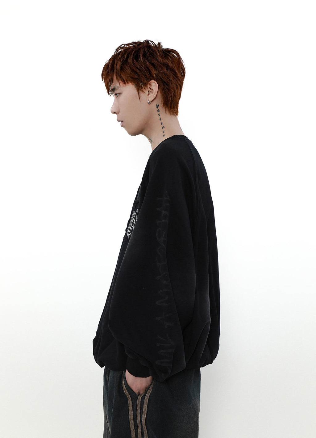 ACID WASHED INITIAL SWEATER