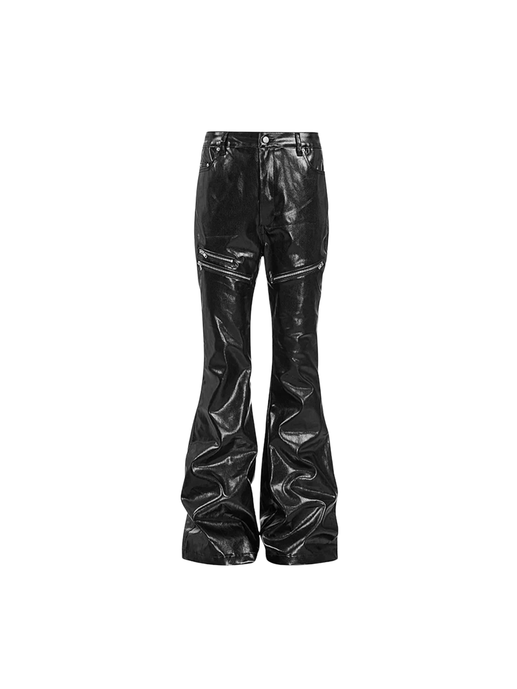 Obsidian Coated Zip Flare Denim