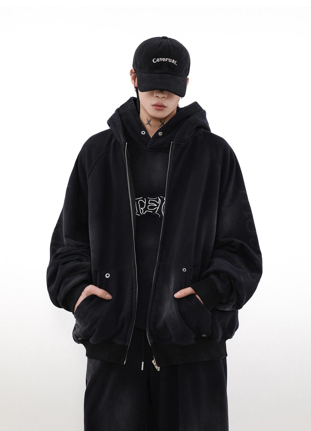 ACID WASHED ZIP HOODIE