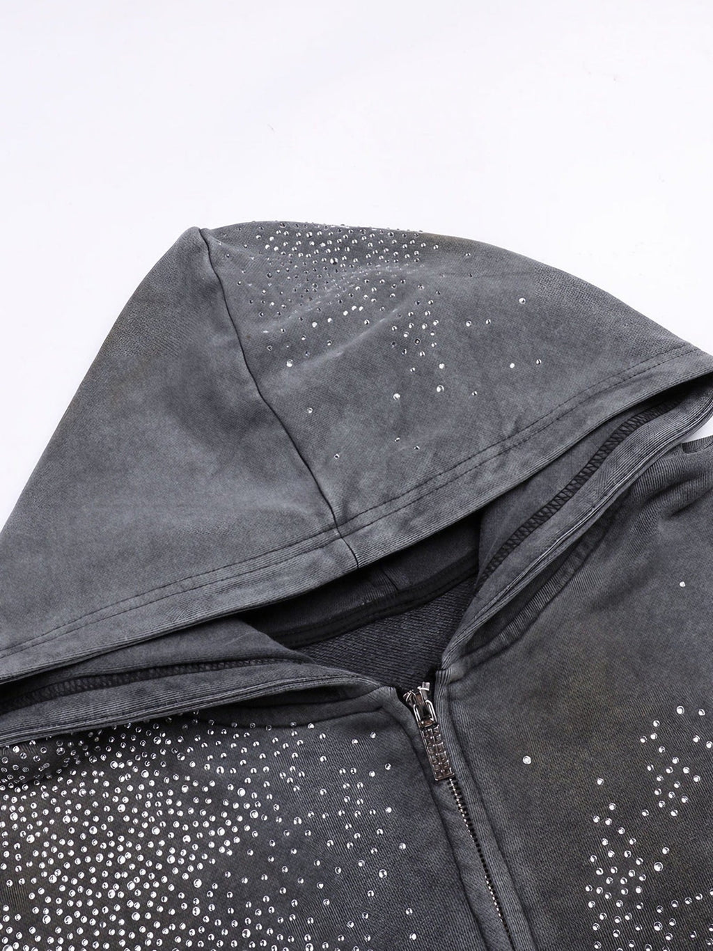 RHINESTONES ZIP-UP HOODIE