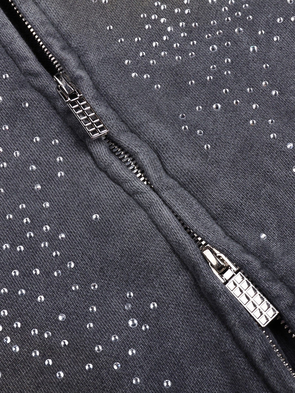 RHINESTONES ZIP-UP HOODIE