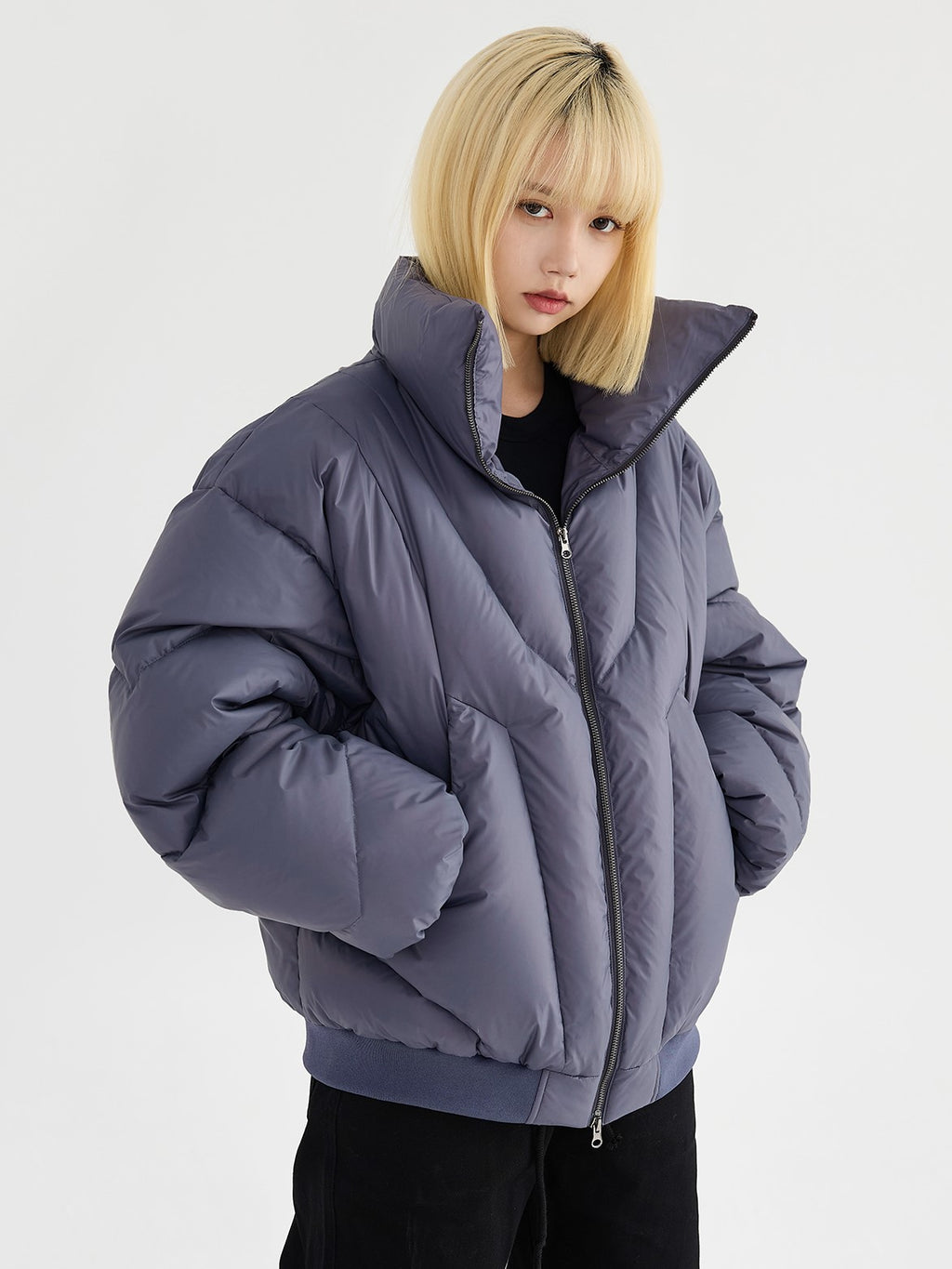 HIGH NECK CROPPED PUFFER JACKET