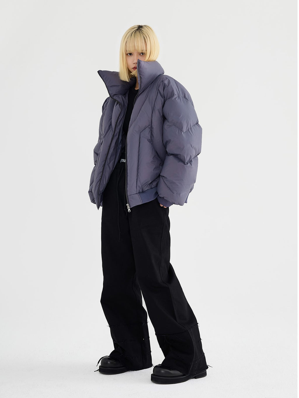 HIGH NECK CROPPED PUFFER JACKET