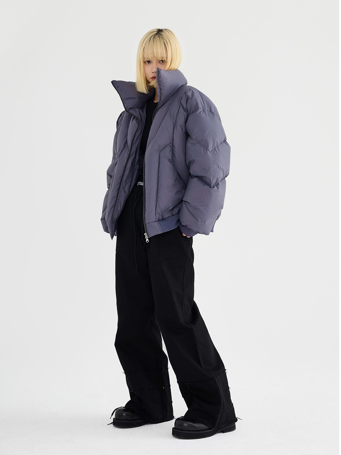 HIGH NECK CROPPED PUFFER JACKET