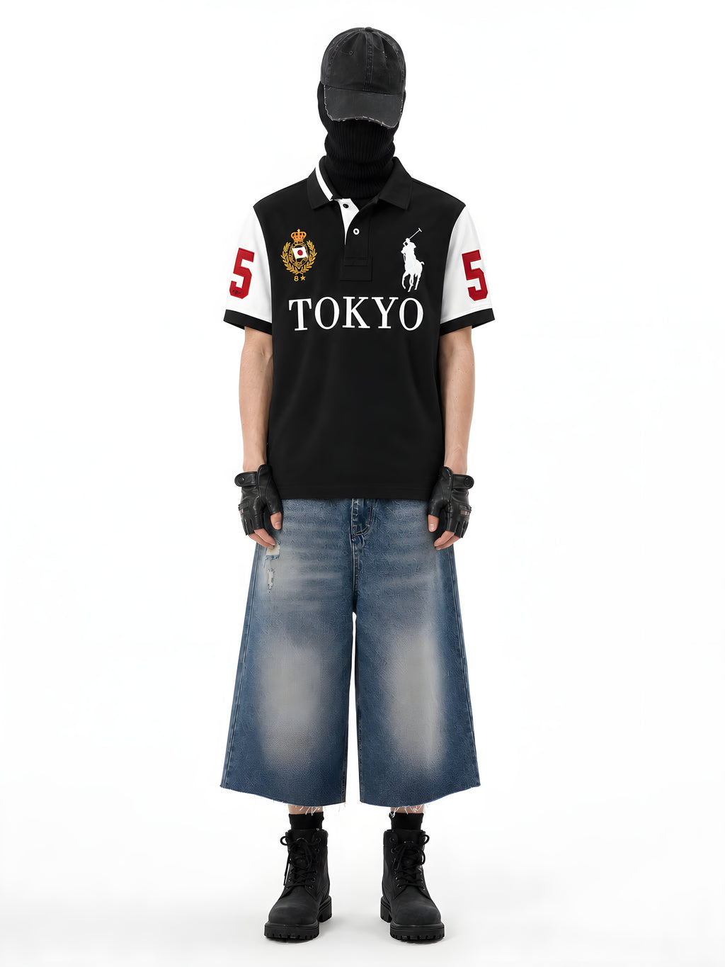 TOKYO CONTRAST SLEEVE POLO 着用・全身2