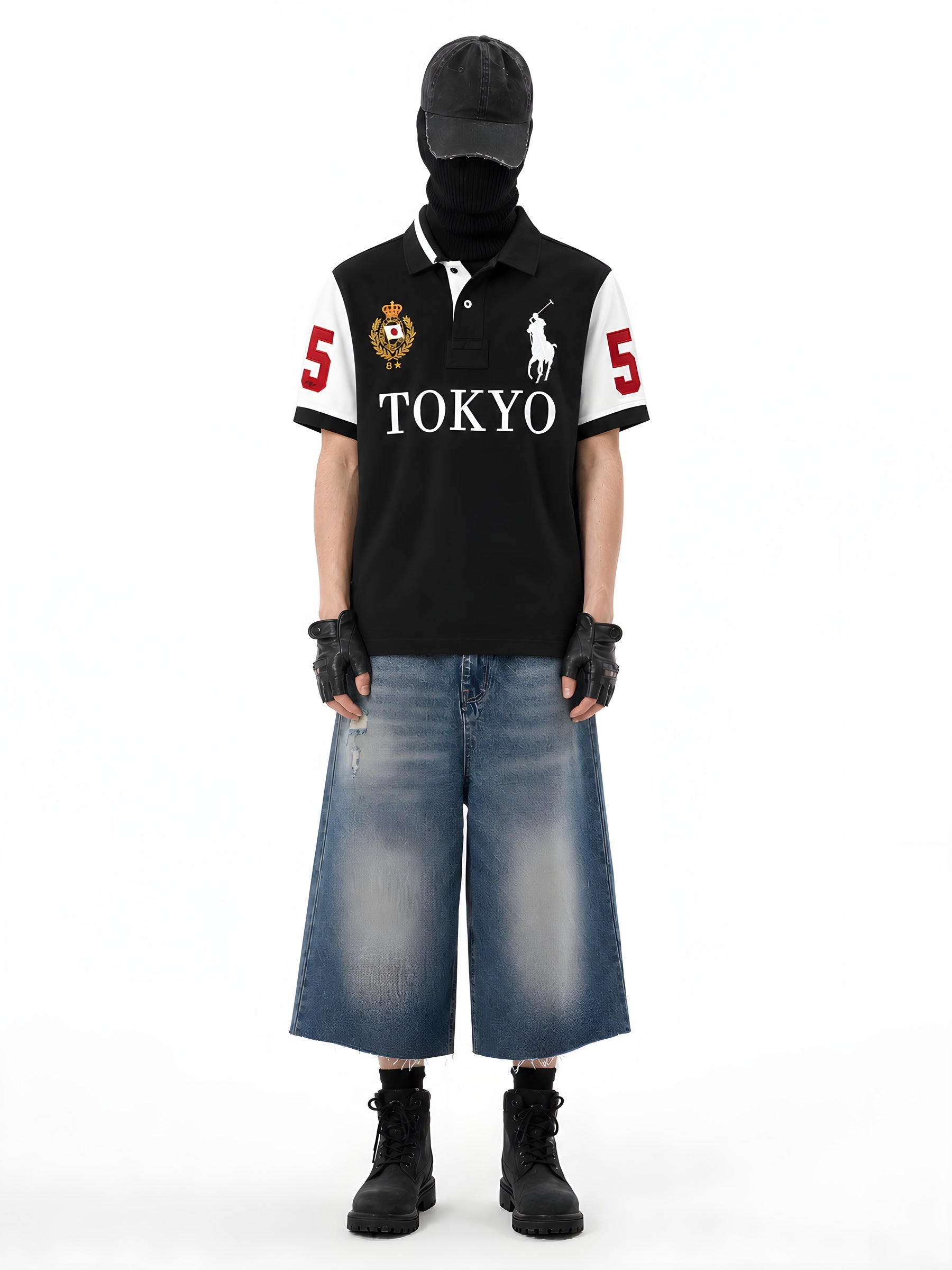 TOKYO CONTRAST SLEEVE POLO 着用・全身2