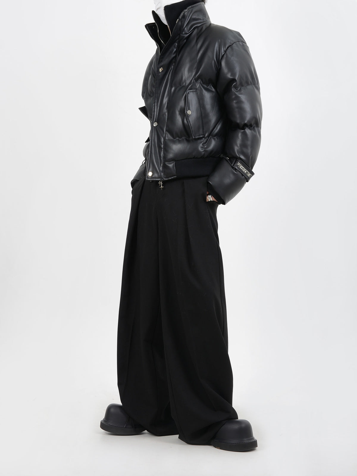LEATHER DOUBLE PUFFER JACKET