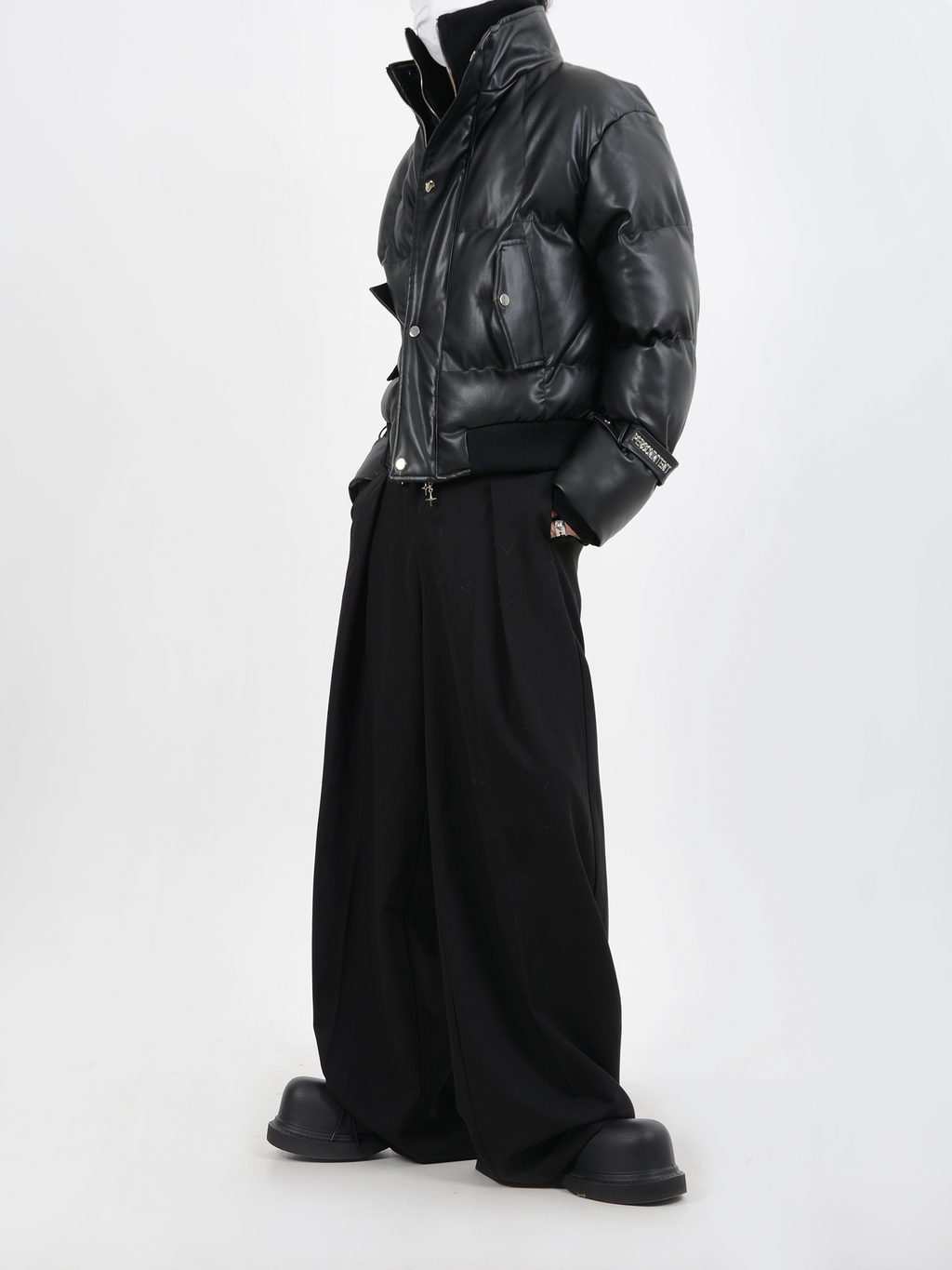 LEATHER DOUBLE PUFFER JACKET