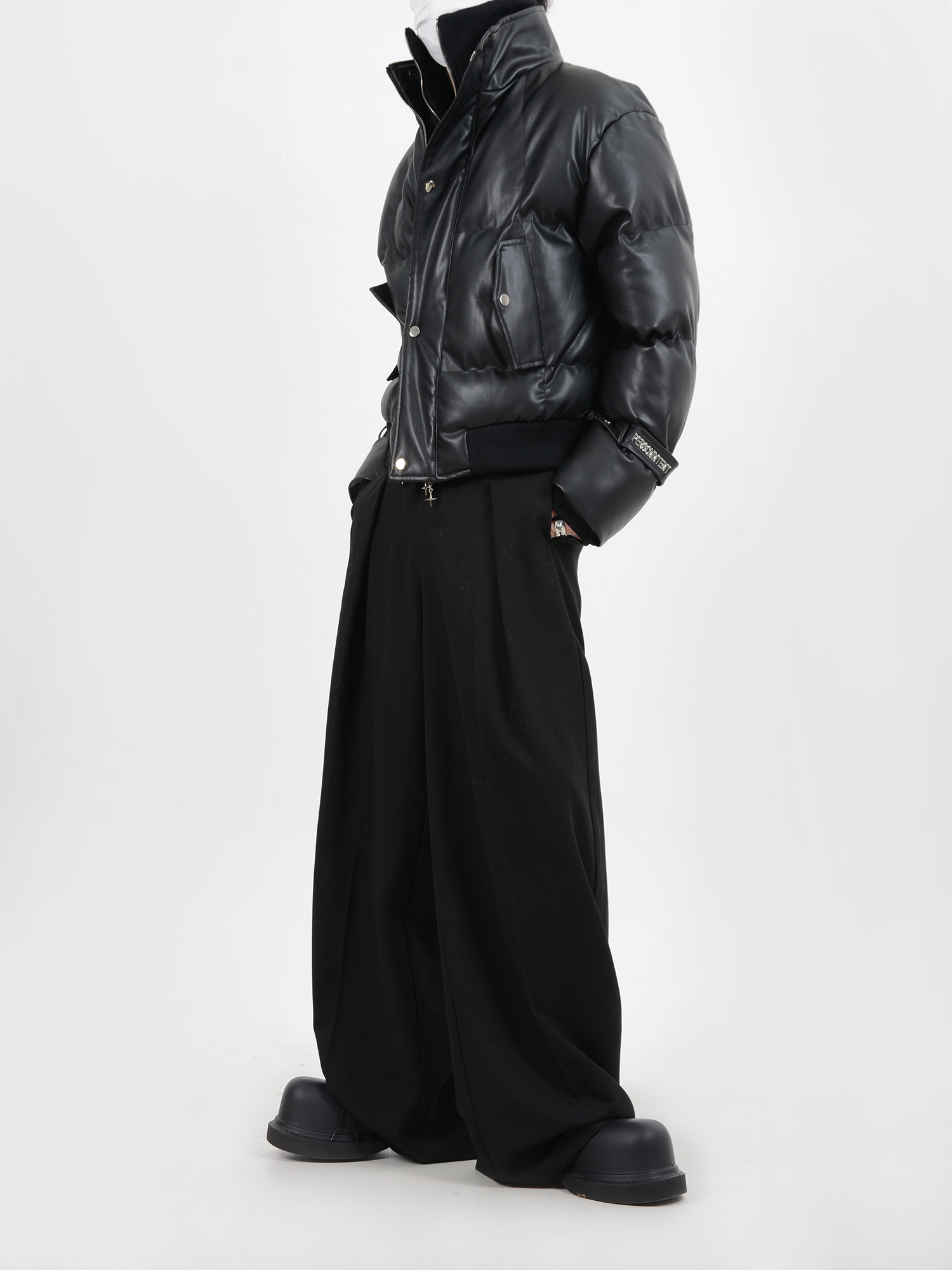 LEATHER DOUBLE PUFFER JACKET