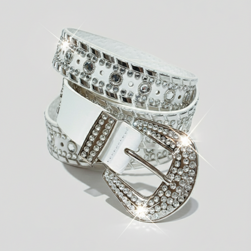 RHINESTONE ENCRUSTED BELT｜ラインストーンベルト クリスタル 白