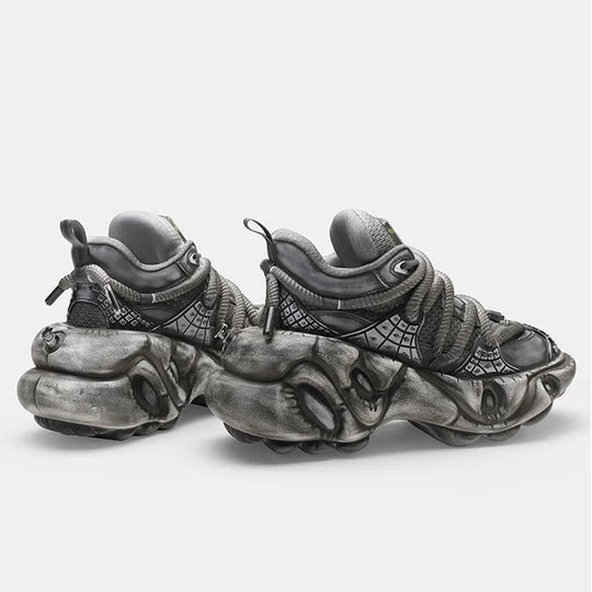 GRAY SILVER DULL COLOR WIDE SNEAKERS