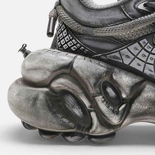 GRAY SILVER DULL COLOR WIDE SNEAKERS