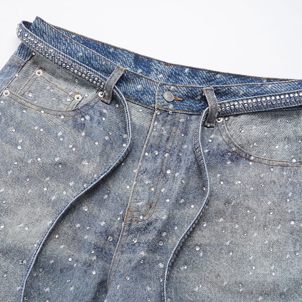 RHINESTONES DENIM PANTS