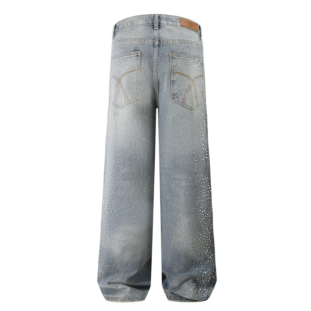 BLOSSOM ART RHINESTONE DENIM PANTS