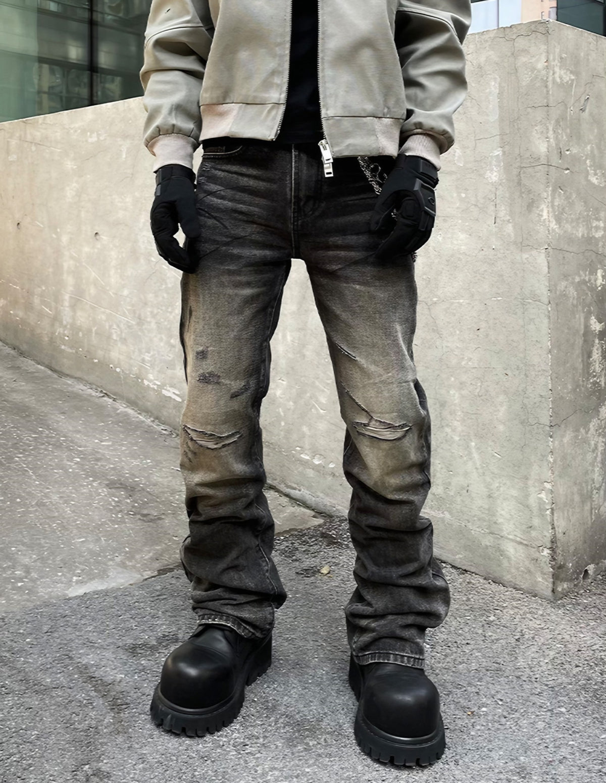 RUGGED DAMAGE DENIM PANTS