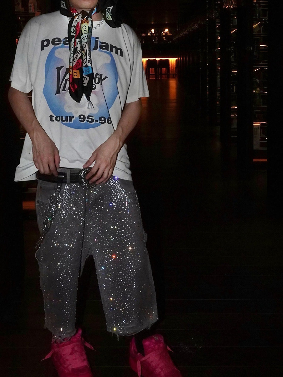 RHINESTONES DENIM SHORTS