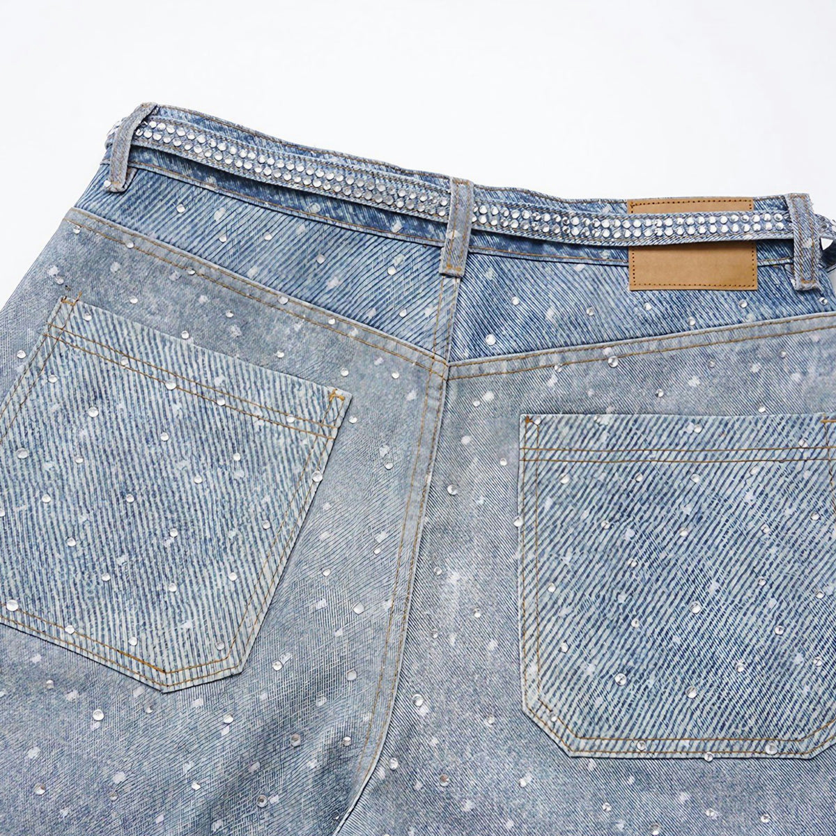 RHINESTONES DENIM PANTS