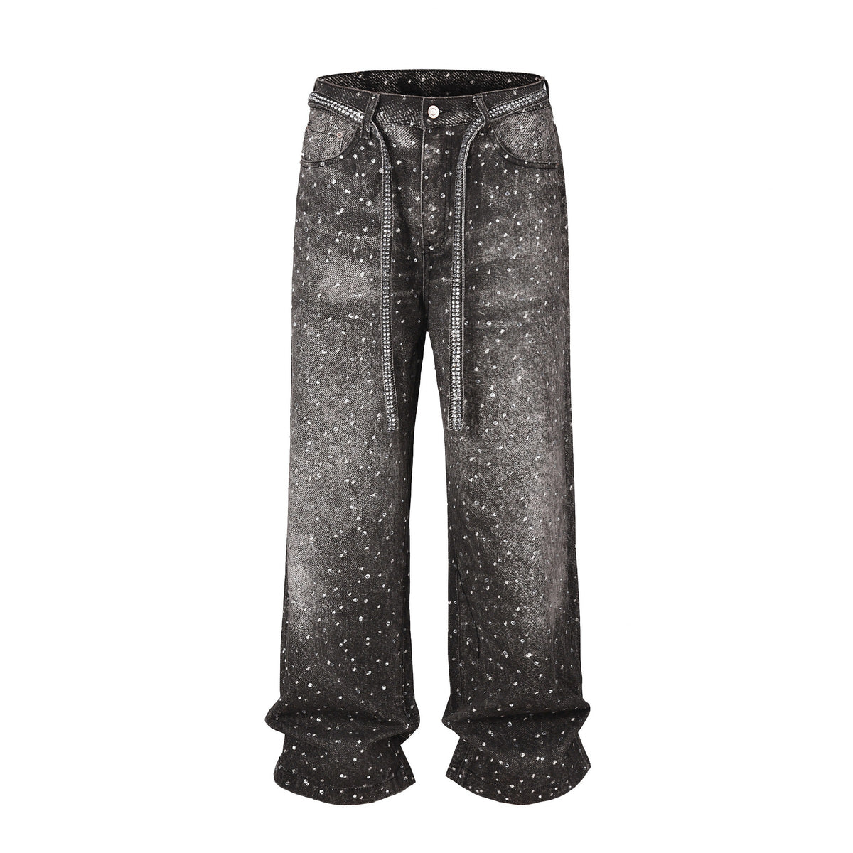 RHINESTONES DENIM PANTS