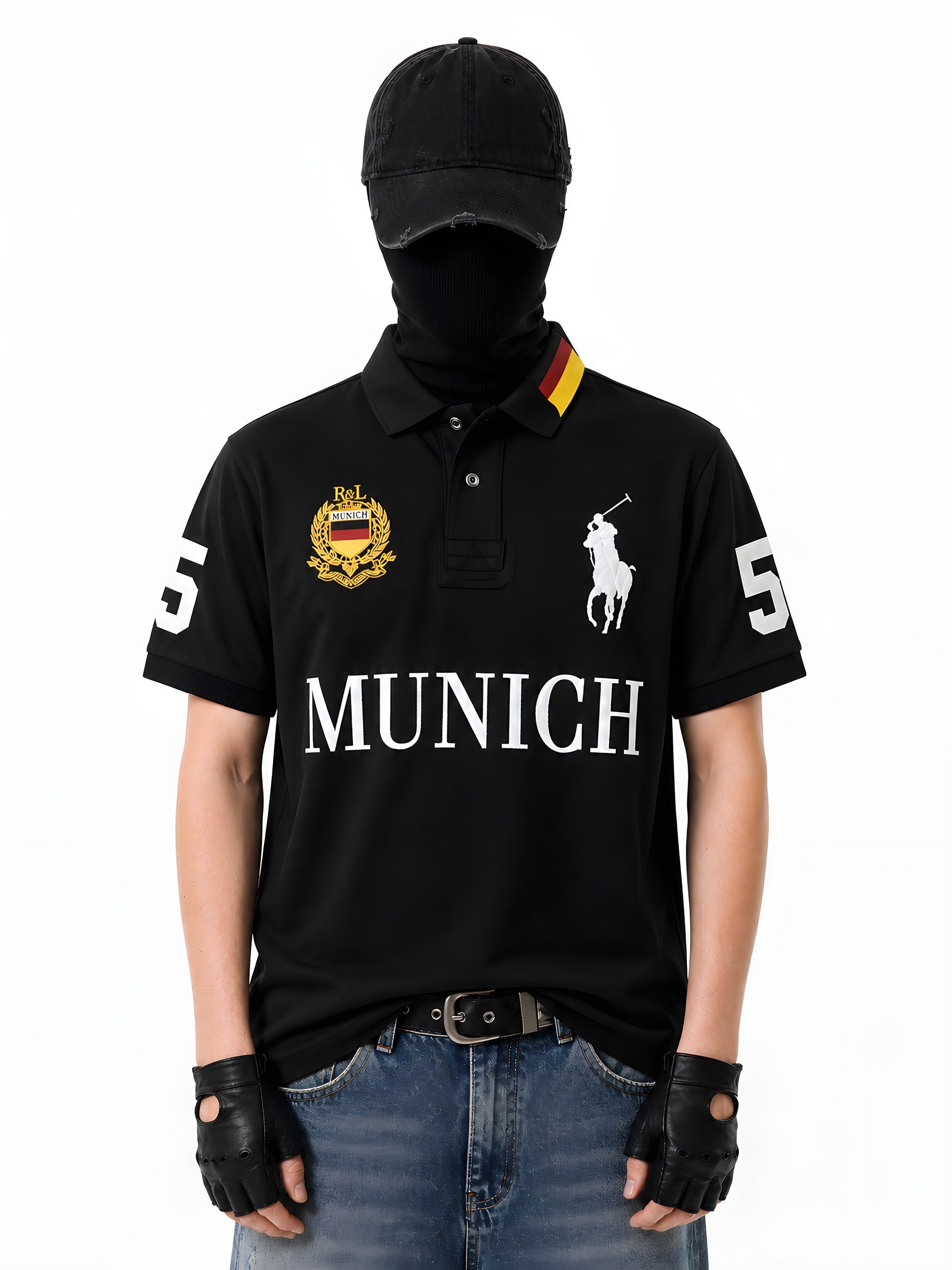 MUNICH FLAG COLLAR POLO 着用