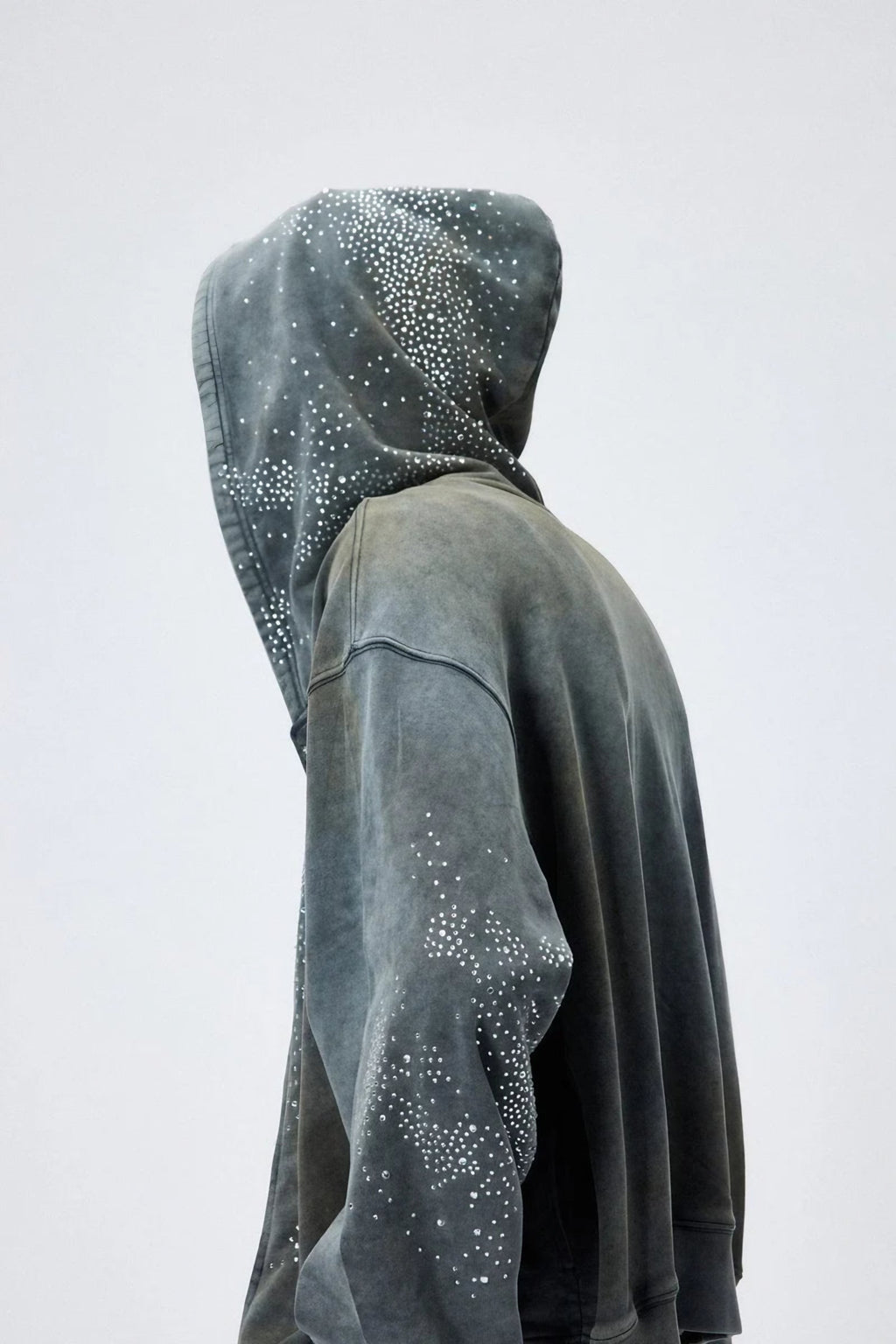 RHINESTONES ZIP-UP HOODIE