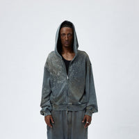 RHINESTONES ZIP-UP HOODIE