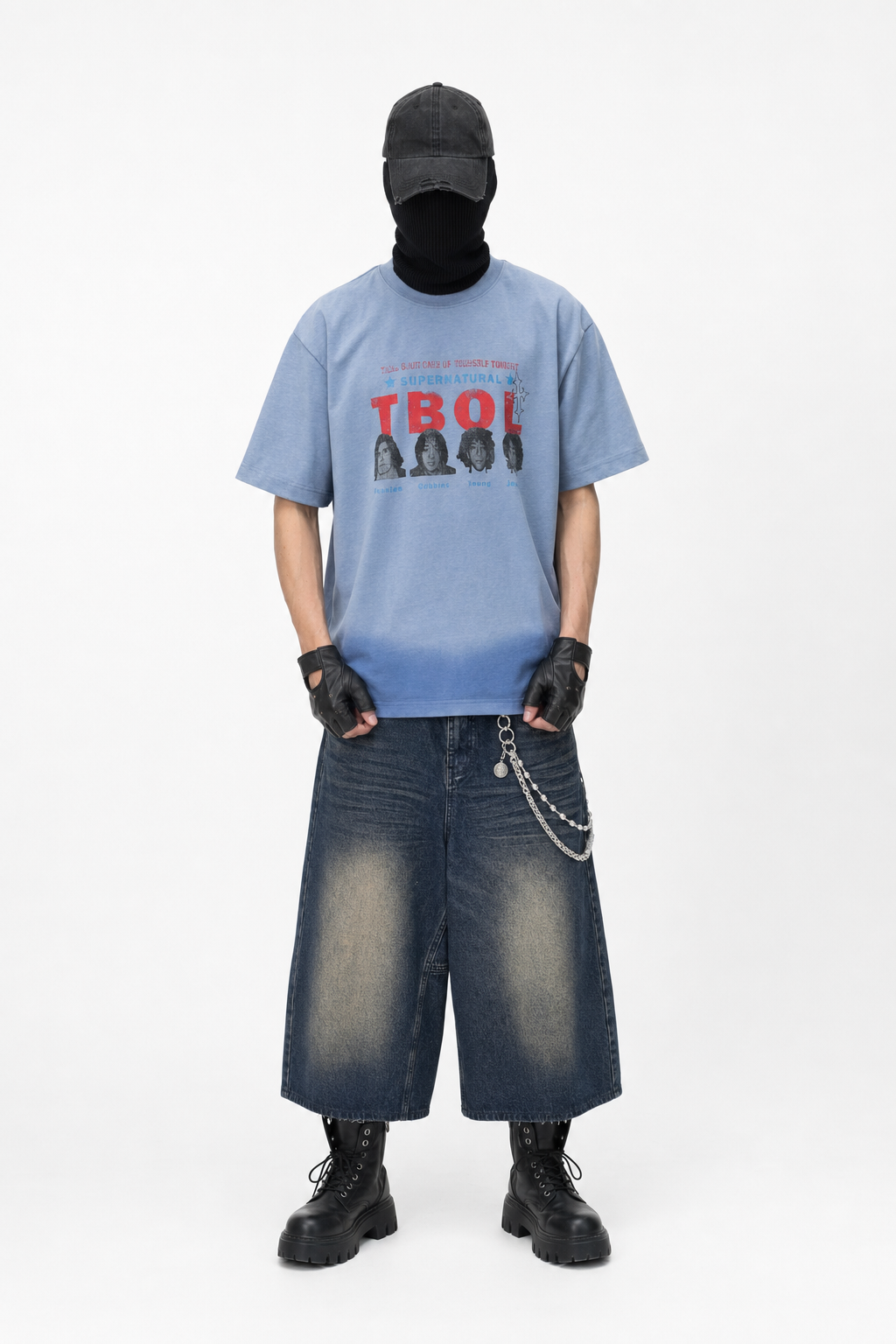 HALWICK TEE × HYDRA WASHED DENIM SHORTS コーディネート