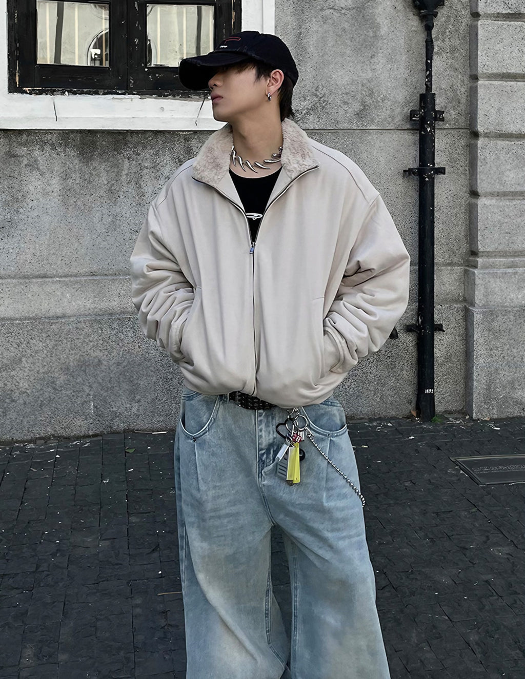 VELVET STAND COLLAR JACKET