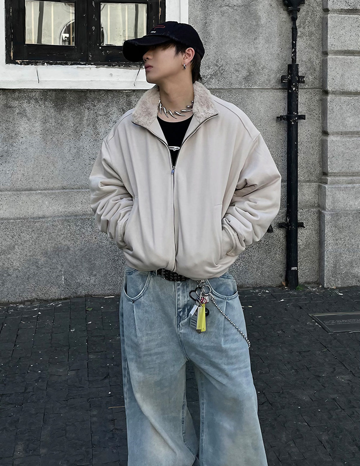 VELVET STAND COLLAR JACKET