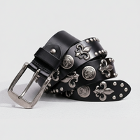 FLEUR STUDDED LEATHER DROP BELT｜スタッズベルト レザー パンク