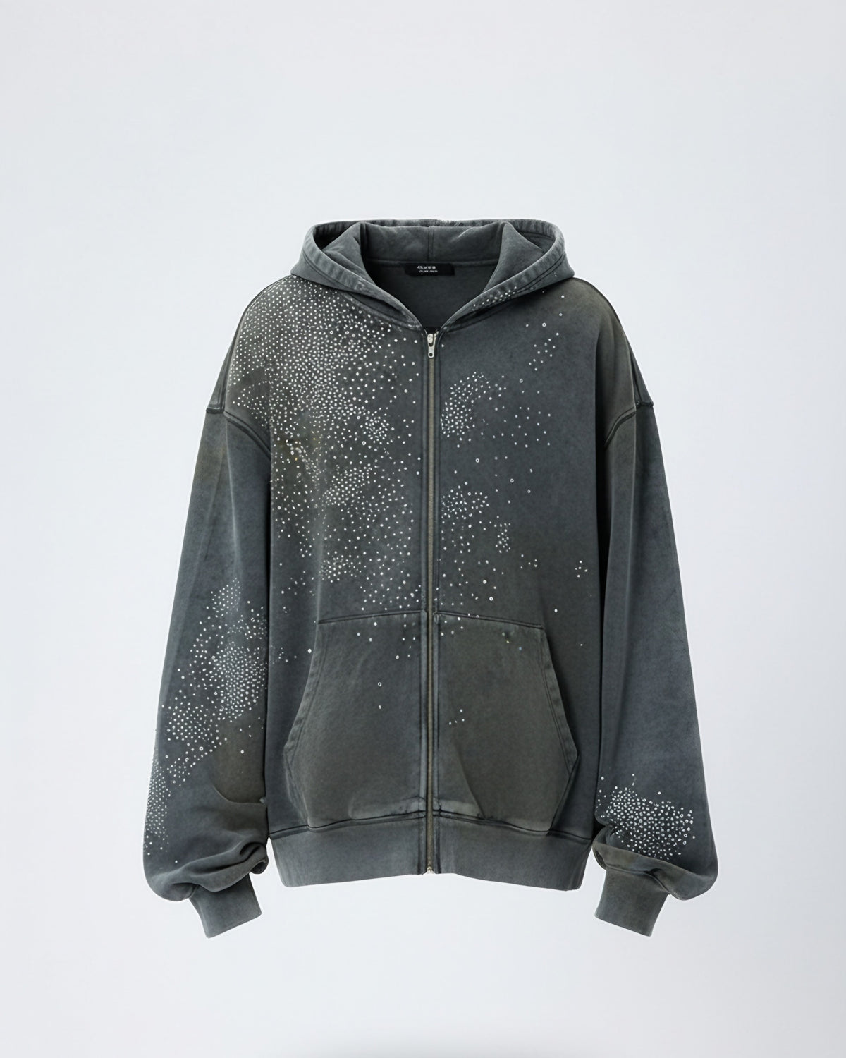 RHINESTONES ZIP-UP HOODIE