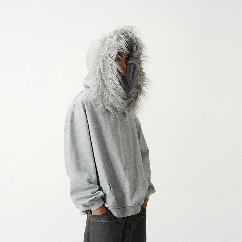NORDIC FUR HOODIE｜ファーフードパーカー グレー メンズ レディース