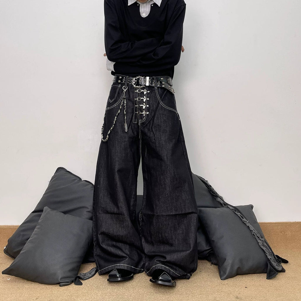 FRONT TOGGLE BAGGY DENIM