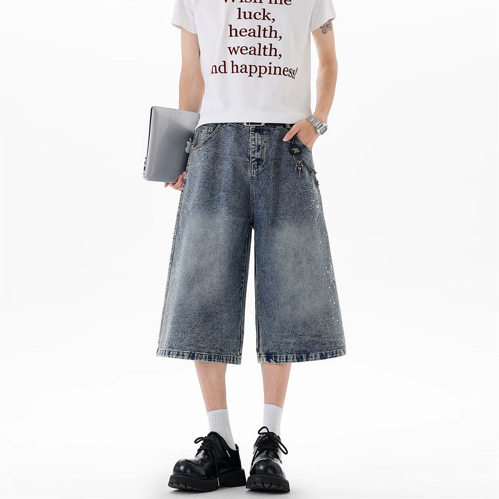 Rhinestone Straight Leg Jorts