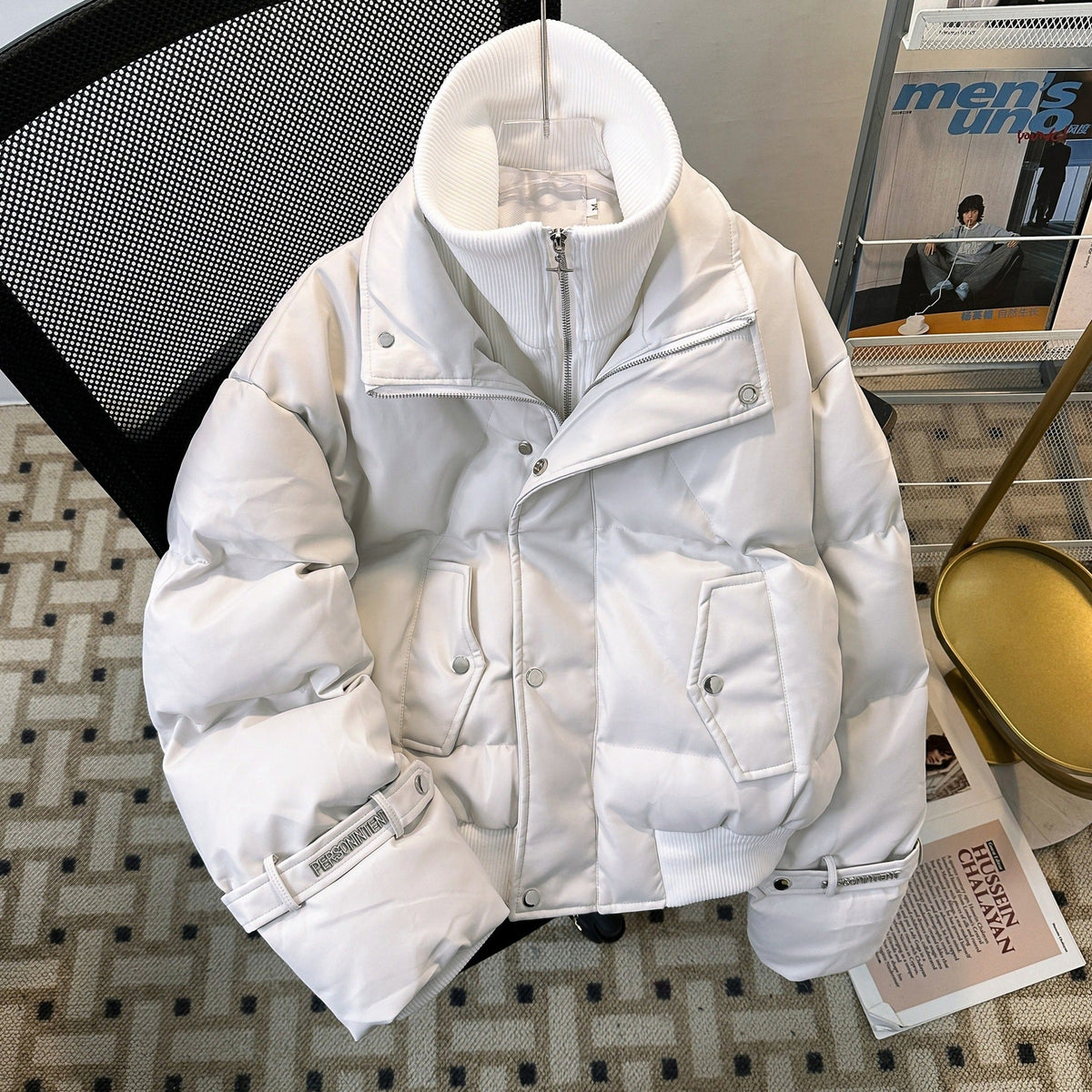 LEATHER DOUBLE PUFFER JACKET