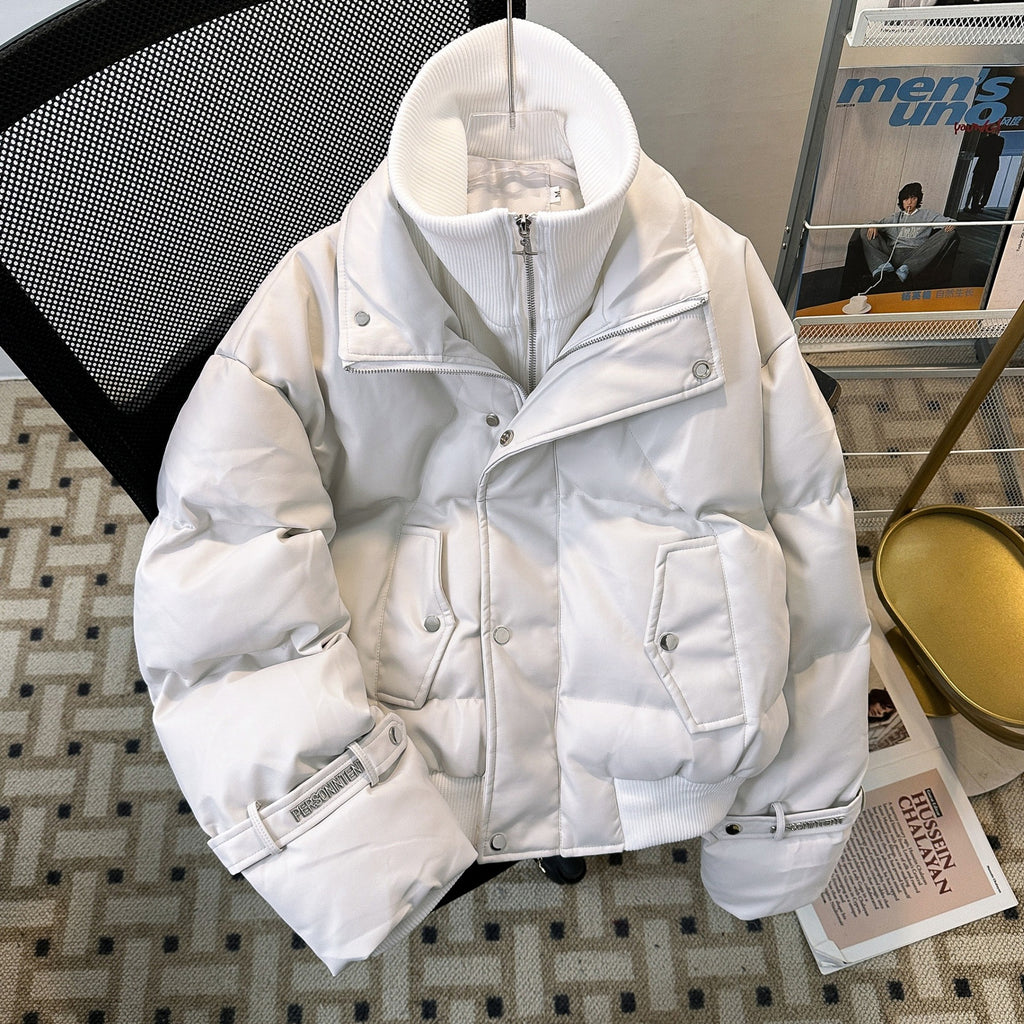 LEATHER DOUBLE PUFFER JACKET