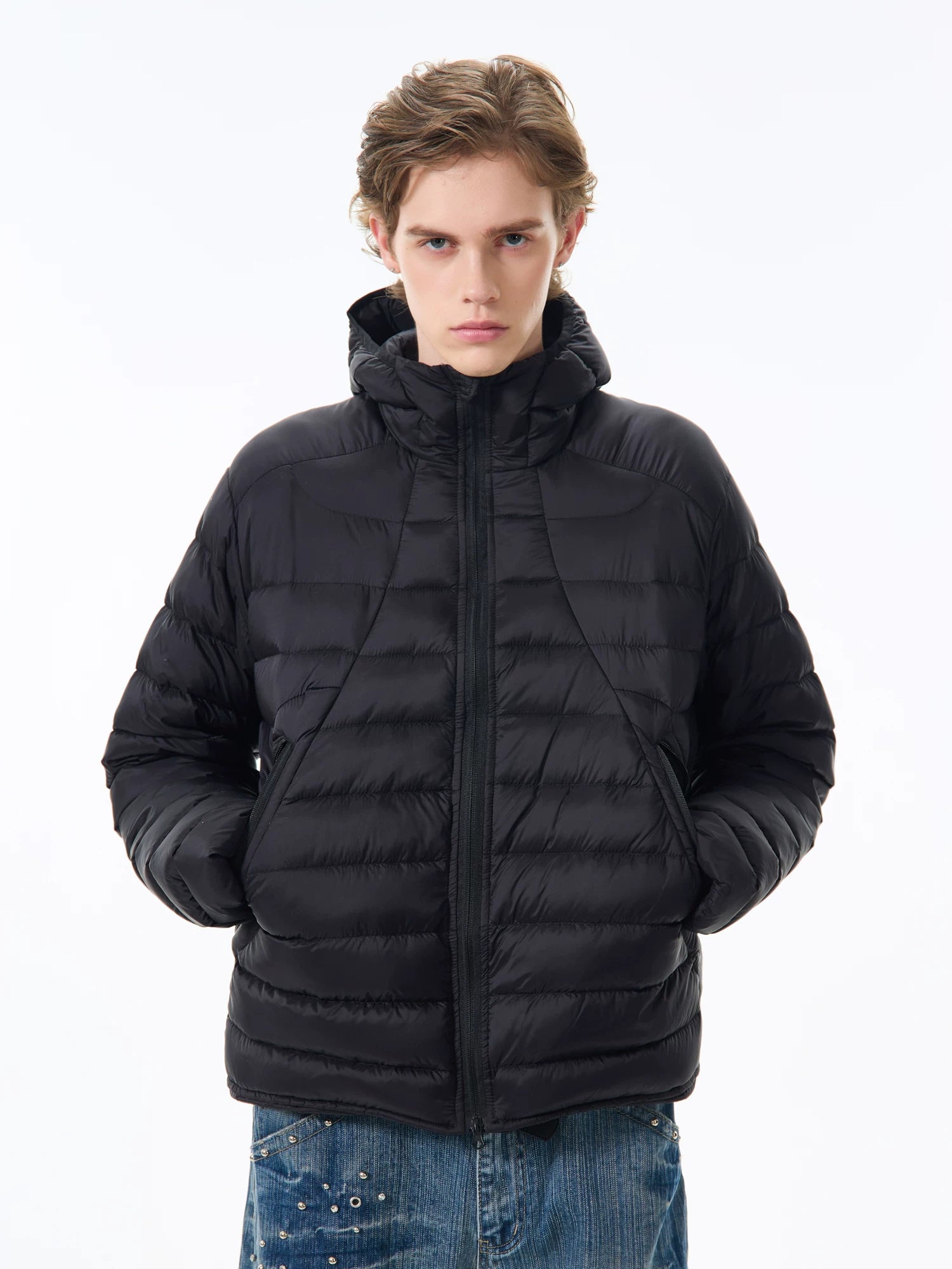 LIGHTWEIGHT HOODED MICRO DOWN JACKET