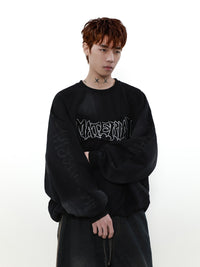 ACID WASHED INITIAL SWEATER
