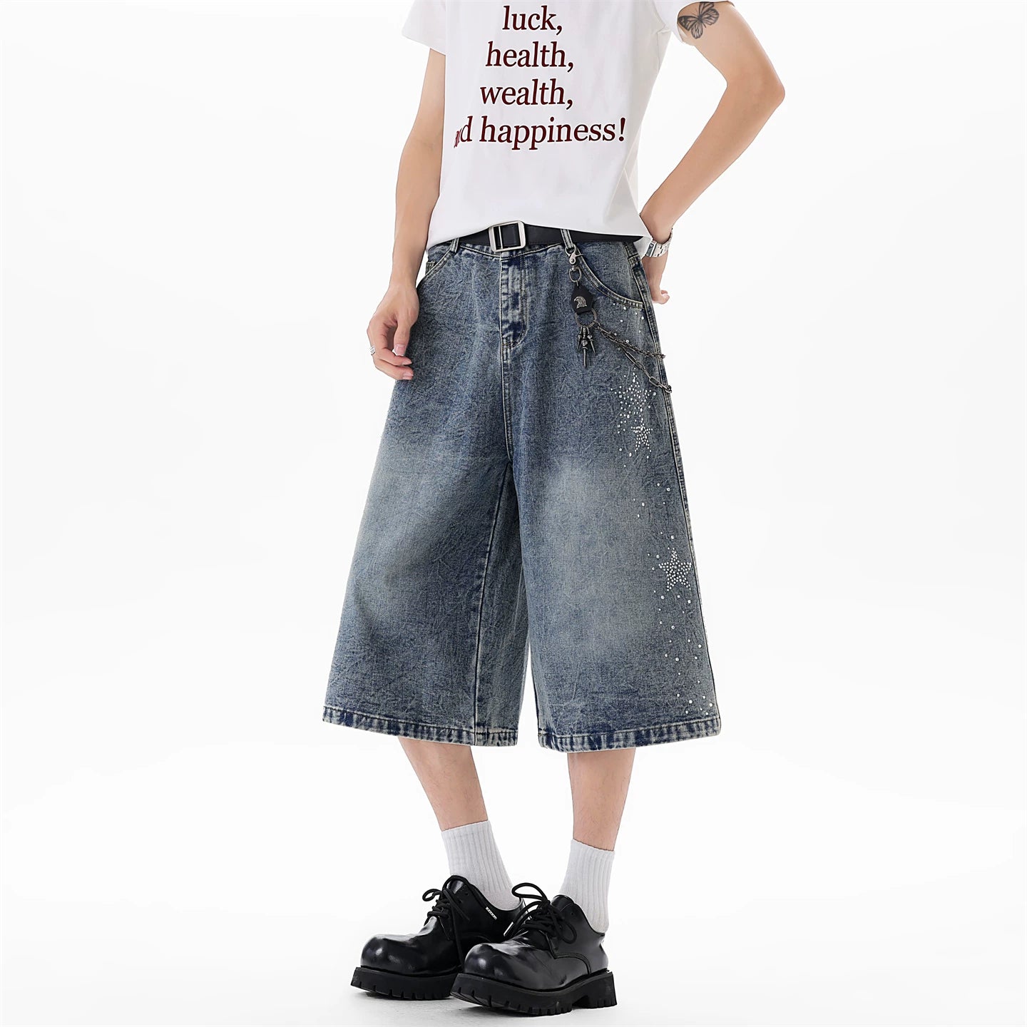 Rhinestone Straight Leg Jorts